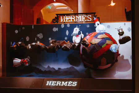 Moscow Russia - january 20, 2018: Hermes shop located on one of the most expensive streets. Red Squareのeditorial素材