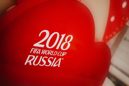 Welcome to Russia greeting background design with Football