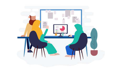 muslim team workのイラスト素材