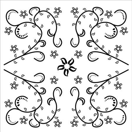 black and white ornament, the ornament on white backgroundのイラスト素材