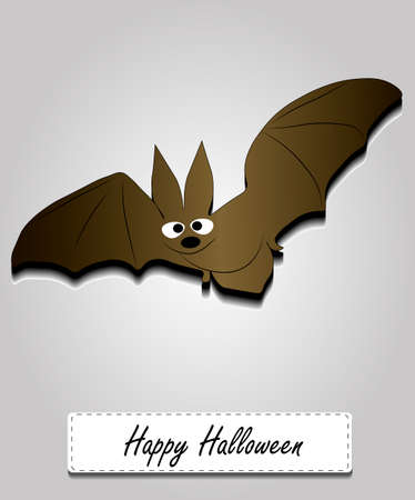 Greeting card with a bat, a picture of a bat on a grey background, happy Halloweenのイラスト素材