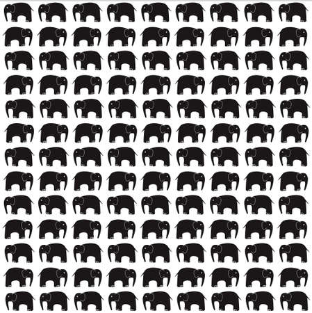 black and white background, black elephants on a white backgroundのイラスト素材