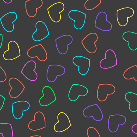 seamless pattern with hearts, vector illustration with hearts on dark gray backgroundのイラスト素材
