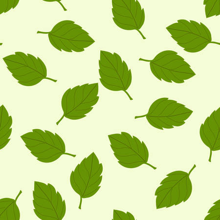 Autumn leaves, seamless vector illustration with green leaves.のイラスト素材