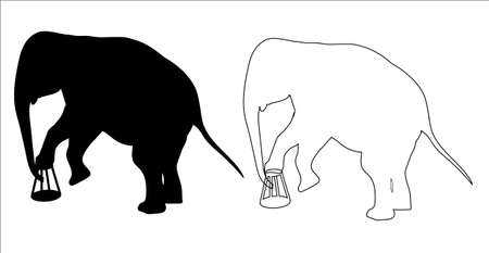 silhouette of an elephant, outline drawing elephant vector illustration with elephantのイラスト素材