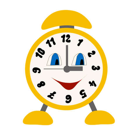Fun watches. Vector illustration of a clock with yellow on a white background.のイラスト素材