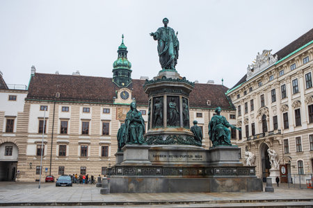 Vienna, Austria - November 13, 2021: Monument to Francis II, the last Holy Roman Emperor and the first Emperor of Austria (as Francis I), at the In der Burg square of Hofburg palace.のeditorial素材