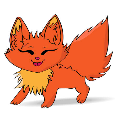 Funny cartoon red foxのイラスト素材