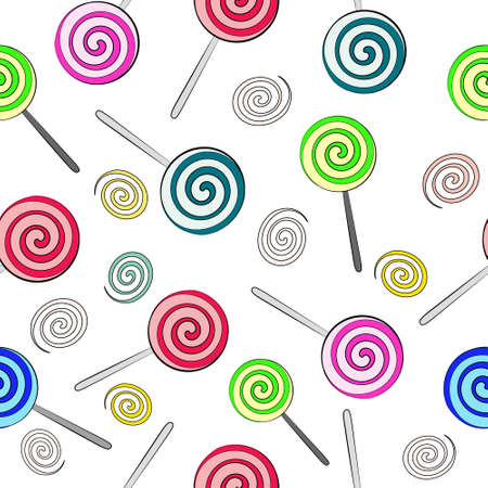 Seamless background of multi-colored lollipopsのイラスト素材