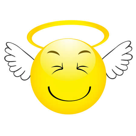Cute angel emoticon with wings, emoji, smileyのイラスト素材