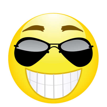 Happy emoji. Strong emotion. Vector illustration smile icon.のイラスト素材