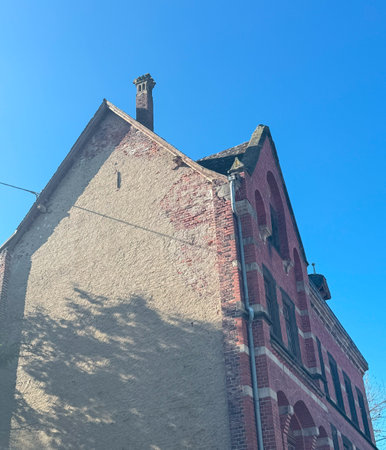 Stone streets without plants and trees. Small village in Germanyの写真素材