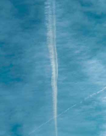 trace of the aircraft in the sky