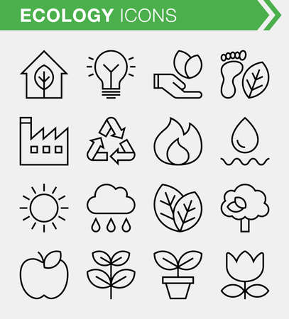 Set of pixel perfect ecology icons for mobile apps and web design.のイラスト素材