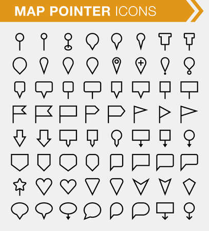 Set of pixel perfect map pointer icons for mobile apps and web designのイラスト素材