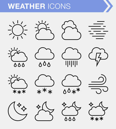 Set of pixel perfect weather icons for mobile apps and web design.のイラスト素材