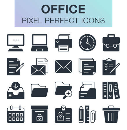 Set of pixel perfect office icons for mobile apps and web design.のイラスト素材