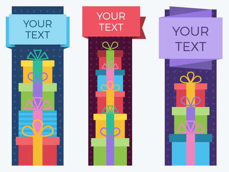 Set of flat style banners with gift boxes.のイラスト素材
