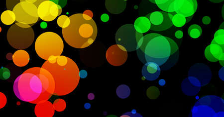 Abstract dark background with big colorful light bokeh circles.の写真素材