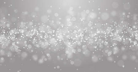 Beautiful silver grey background with boked lights circles, sparkles and glitters.