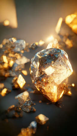 Shiny gemstones diamonds crystals abstract background. Beautiful luxury wallpaper. Digital art.の写真素材