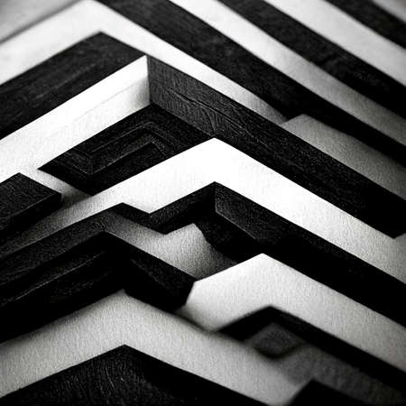 Modern abstract dynamic shapes black and white background with grainy paper texture. Digital art.の写真素材