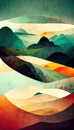 Colorful abstract mixed media grunge landscape background . Contemporary modern design. Digital art.