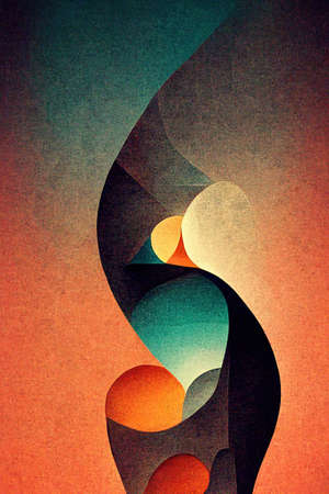 Abstract Neo Memphis style background with grainy texture. Trendy contemporary design. Digital art.の写真素材