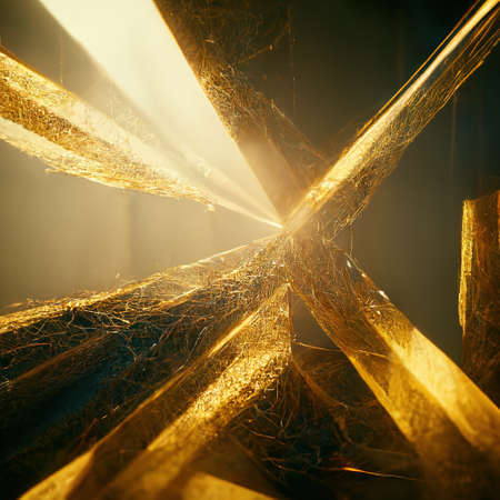 Abstract luxury golden background. Mysterious beautiful shiny gold texture backdrop. Digital art.の写真素材