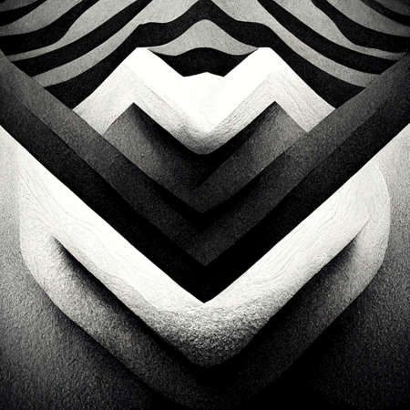 Modern abstract dynamic shapes black and white background with grainy paper texture. Digital art.の写真素材