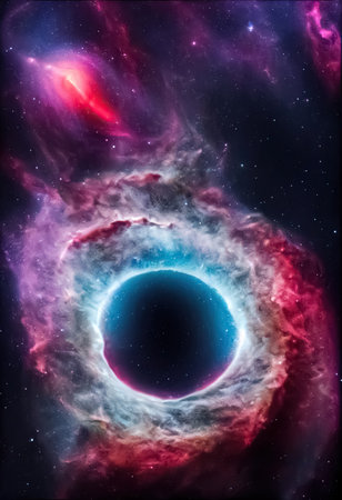 Universe cosmos galaxy black hole science fiction background. Space astronomy science abstract backdrop.の写真素材