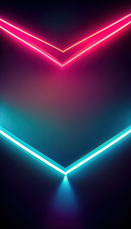 Cyberpunk neon colors sci-fi abstract minimal geometric trendy background. Futuristic hi-tech cyber design backdrop. Generative AIの素材