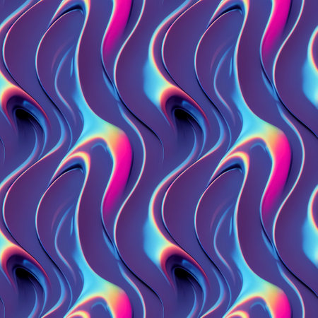 Creative abstract colorful holographic iridescent surreal dynamic seamless pattern. Trendy repeating background for posters, covers, banners, backdrops. Generative AIの素材