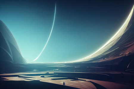 Abstract futuristic sci-fi fantasy science background. Cyberspace environment. Future technology concept backdrop. Generative AIの素材