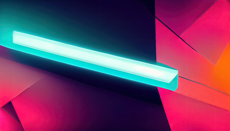 Cyberpunk neon colors sci-fi abstract minimal geometric trendy background. Futuristic hi-tech cyber design backdrop. Generative AIの素材