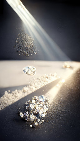 Realistic shiny gemstones diamonds crystals abstract background. Beautiful luxury wallpaper. Occult, esoteric, magic and spiritual digital art. Generative AIの素材