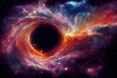 Universe cosmos galaxy black hole science fiction background. Space astronomy science abstract backdrop. Generative AIの素材