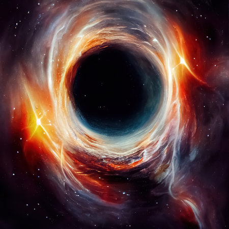 Universe cosmos galaxy black hole science fiction background. Space astronomy science abstract backdrop. Generative AIの素材