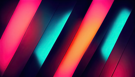 Cyberpunk neon colors sci-fi abstract minimal geometric trendy background. Futuristic hi-tech cyber design backdrop. Generative AIの素材
