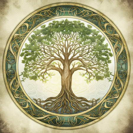 Beautiful illustration of magic Tree of Life, sacred symbol. Personal individuality, prosperity and growth concept.の素材