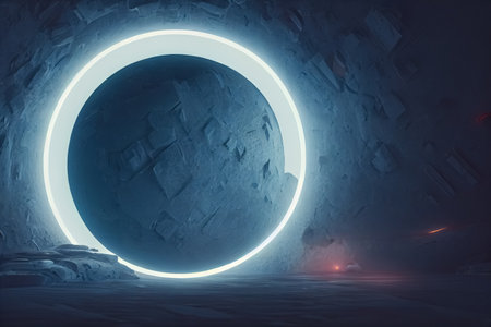 Abstract futuristic sci-fi fantasy science background. Cyberspace environment. Future technology concept backdrop. Generative AIの素材