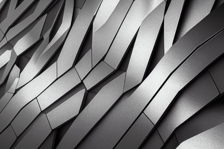 Abstract hi-tech futuristic technology steel metal background. Geometric trendy shiny metallic surface design. Generative AIの素材