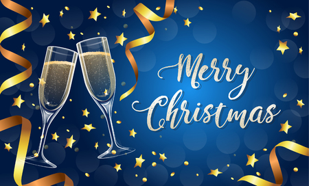 Gold ribbons and confetti.のイラスト素材