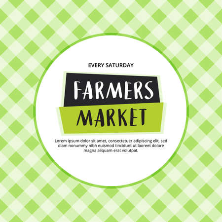 Farmers market background with hand drawn letteringのイラスト素材
