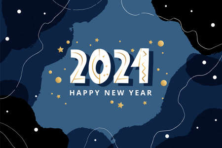 Happy new year 2021 abstract greeting card or banner template, vector illustration