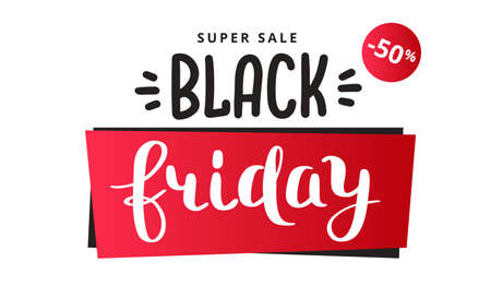 Black friday sale banner template, vector illustration with handwritten letteringのイラスト素材