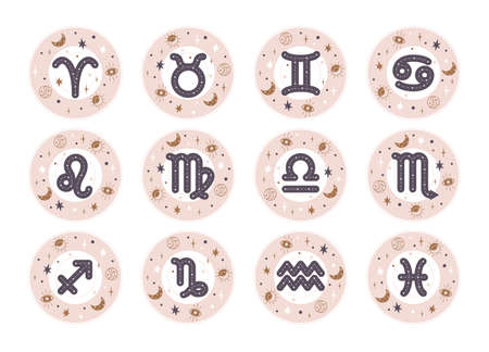 Horoscope elements vector - Zodiac astrology signs set. Esoteric symbols for  icons. Isolated on...