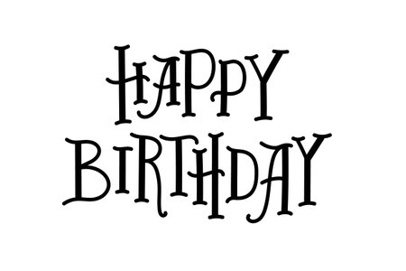 Happy birthday calligraphy. Elegant romantic hand drawn writing, vector illustrationのイラスト素材