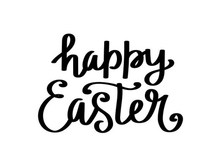 Happy Easter hand written lettering. Festive calligraphy vector templateのイラスト素材