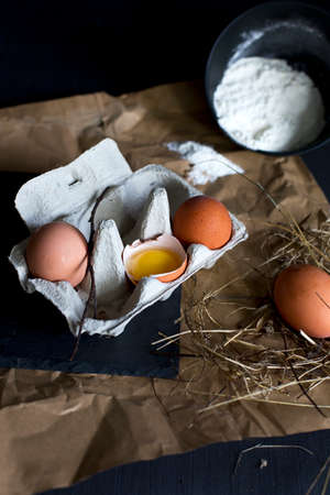 Eggs in an egg carton.